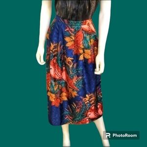VTG THORNWORTH Satin Jacquard Nature Quail Land Girl Longline Skirt